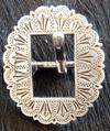 Fancy Scallop Antique Silver Cart buckle.