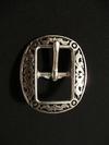Black/Silver filligree oval cart buckle.