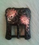Floral 2 piece buckle set in Antiqued Copper