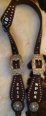 Hand tooled, dyed and painted award headstall.