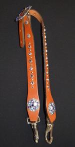 Chestnut oil adjustable neck strap w/ Two colors of purple Swarovskis.