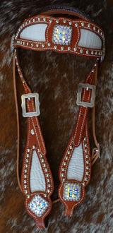 Inlay bling brow band headstrall w/ clear AND crystal AB Swarovskis.