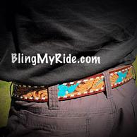 Hand tooled, painted and backstitched custom western belt.