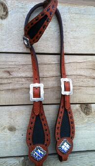 Buckstitch, stingray inlay bling singel ear headstall.