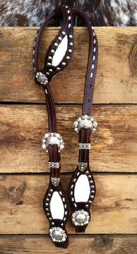 Buckstitched , inlay, bling single ear headstall.