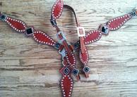 Antique red croc. bling pony tack set.