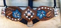 Hand tooled, painted and buckstitched noseband/halter.