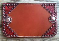 Antique Red bling mouse pad with Copper Ox spots, Bronze hardware and Lt. Siam Swarovskis.