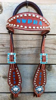 Custom hand stamped Award headstall.