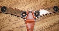 Chestnut oil 2" Breast collar, Copper Dots and Antiqued Copper/Bronze Plain and Pistol hardware.