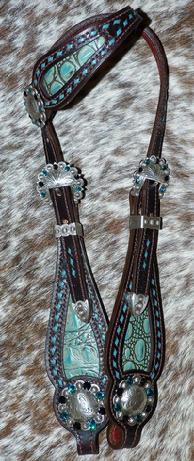 Buck-stitched bling single ear headstall.