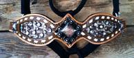 Mocha croc. inlay, buckstitched  bronc style halter.