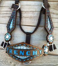 Buckstitched, painted, hand stamped, bronc halter.