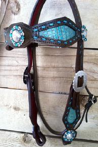Bling browband, buckstitch headstall.