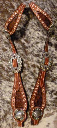 Bling buck-stitched double ear headstall.