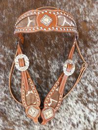 Giraffe inlay bling browband headstall.