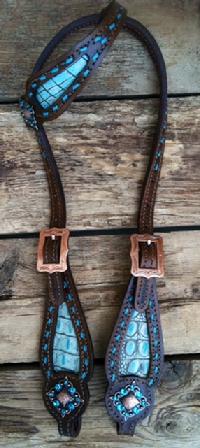 Buckstitch single ear bling headstall.
