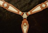 Floral embossed inlay breast collar w/ Crysta AB and Clear Crystal Swarovskis.
