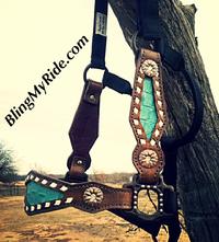 Buckstitched and bling bronc style halter.
