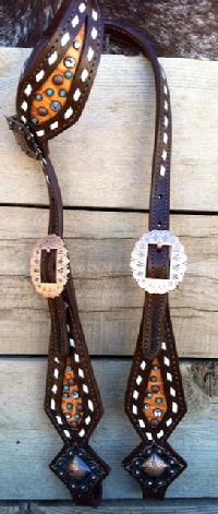 Single ear, buckstitch, bling headstall.