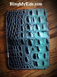 Black and Turquoise embossed croc. credit card/ID holder.