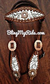 Floral embossed browband headstall.