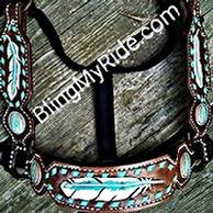 Hand tooled and painted feather halter.