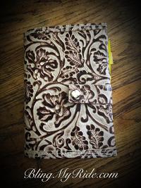 Handmade, embossed leather Bible cover.